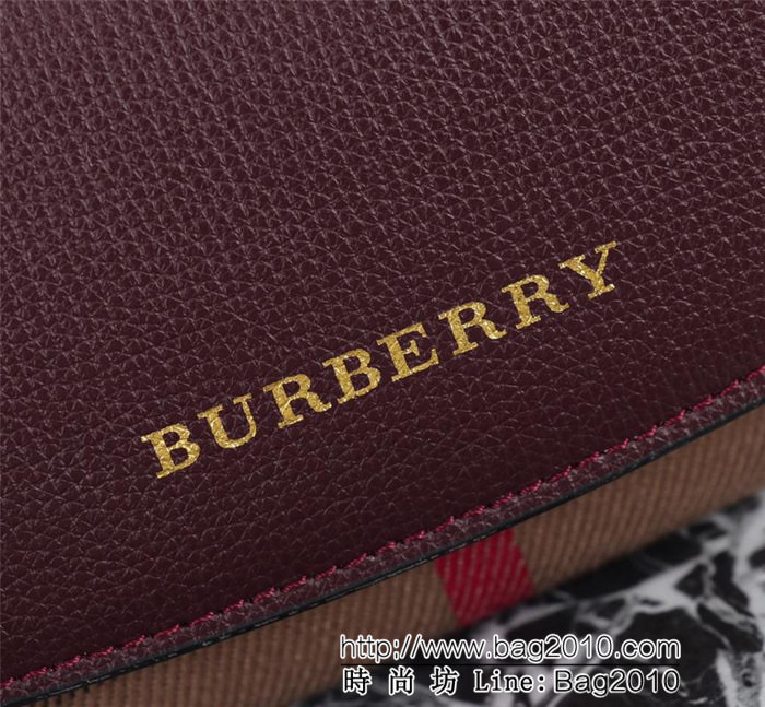 BURBERRY巴寶莉 博柏利Horseferry 格紋拼皮革錢夾 小型手袋 2531  Bhq1014